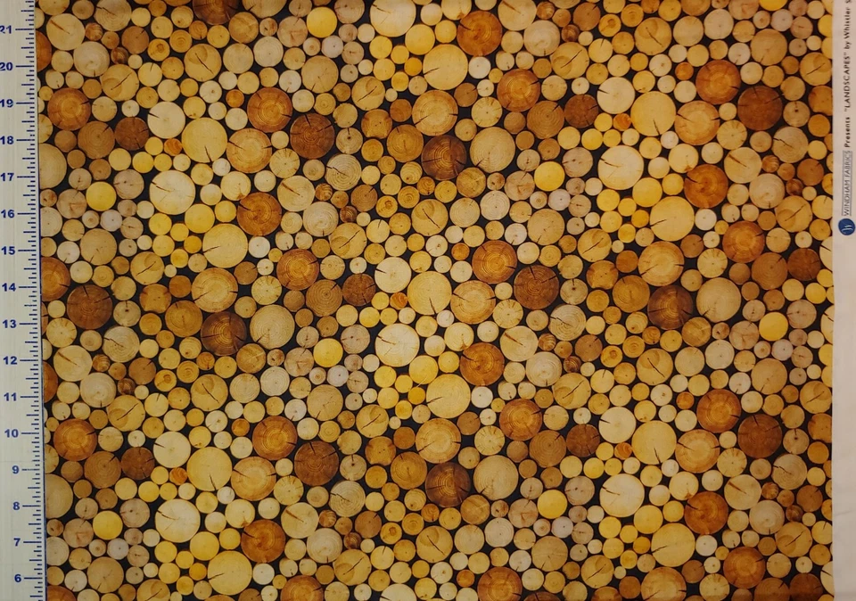 Pila de madera Leña Tela Troncos WINDHAM Edredones Algodón RESTANTE 7/8 YARDAS Foto 3 de 3