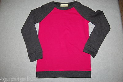 Girls Knit L/S Sweatshirt PINK GRAY Raglan XS 4-5 S 6-6X M 7-8 L 10-12 XL 14-16