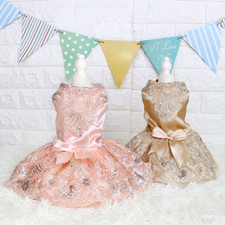Bestickt Blumenmuster Haustier Hund Katze Kleid Süß Hochzeit Party Welpe Süß