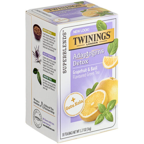 Bolsas de té verde de desintoxicación Twinings, pomelo y albahaca - 18/Caja
