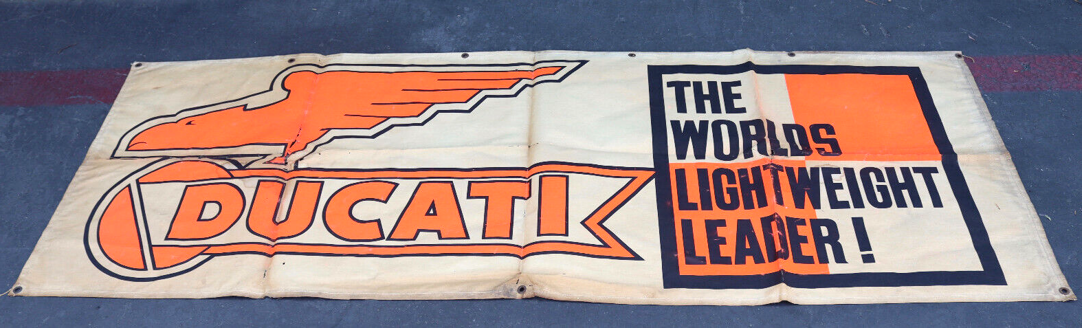 Vintage Ducati Motorcycles Dealership Store Display Banner 91x33 Advertising Sign  