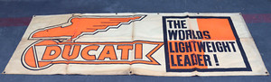 Vintage Ducati Motorcycles Dealership Store Display Advertising Banner 91x33"