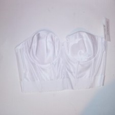 Dominique Bustier Corset Shaper Top 44C White Boned Strapless Lightly Lined New