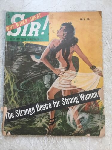 Vintage SIR! MAGAZINE 1954 Lesbians On The Increase Cannibal Snake Girls RARE