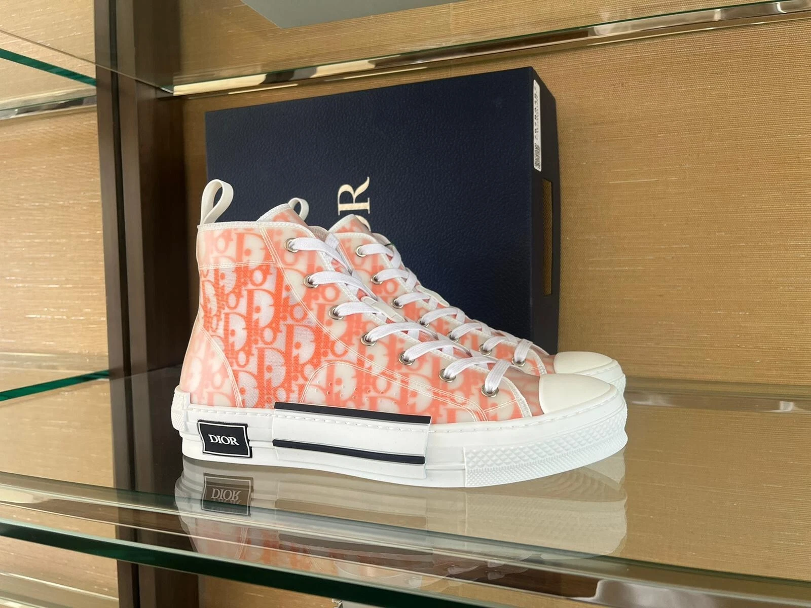 Dior, B 23 HT Oblique Sneakers in Orange BNWB 42 IT
