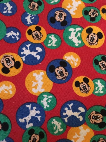 Walt Disney Co Peter Pan Fabric Mickey Mouse Red Green & Gold Circles - Picture 2 of 4