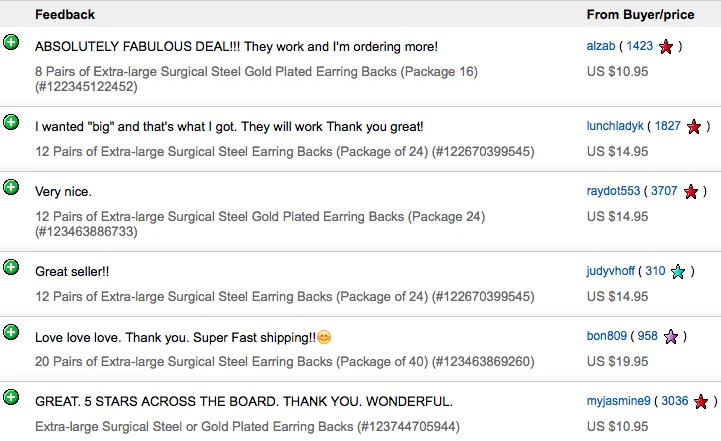 20 pares de respaldos de pendientes enchapados en oro de acero quirúrgico extragrandes hipoalergia. Foto 4 de 4