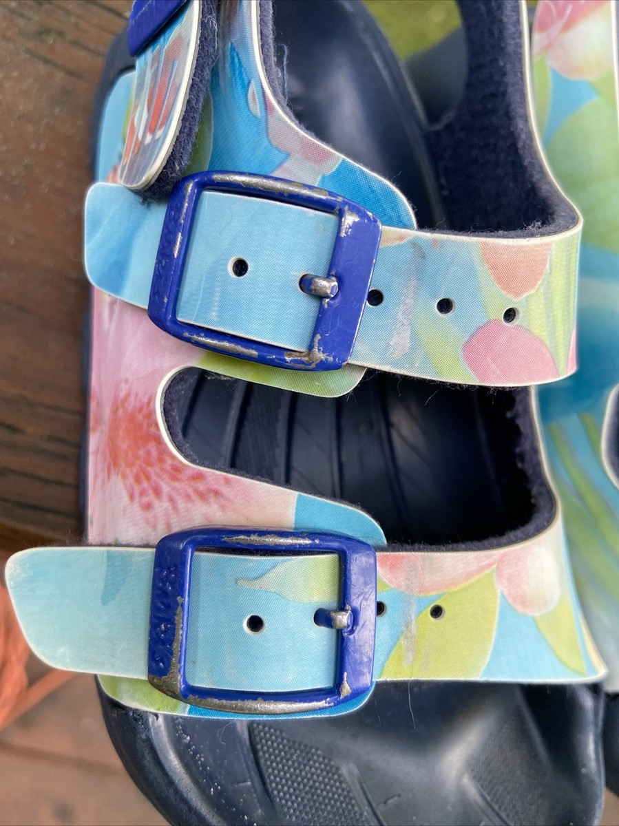 Birki's By Birkenstock Kids Blue Floral Sandals Size 26 US