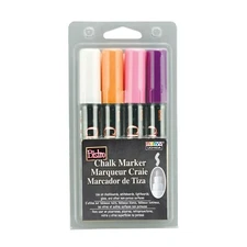 480-4B Marvy Bistro Chalk Marker, 6mm Broad Pt, Assorted Colors, 1 Set of 4