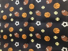 Play Ball Football Basketball Baseball Soccer Sports Fabric 45 x 1 Yard