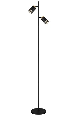 GLOBO KORBEN Stehlampe 2-flammig Stehleuchte Goldgelb Schwarz Aluminium