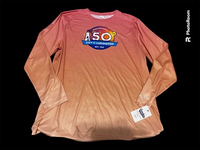 LUDINGTON MICHIGAN UPF 50+ Shirt SIZE XL 50th Sesquicentennial NEW Long Sleeve