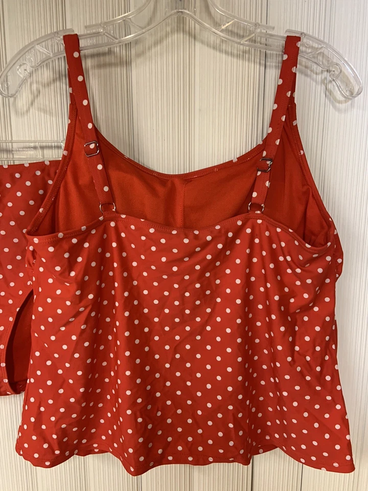 Купальник-танкини Basic Edition 2 Pce, размер 14, красный в горошек, Adj. Ремни, мягкие - Изображение 2 из 4