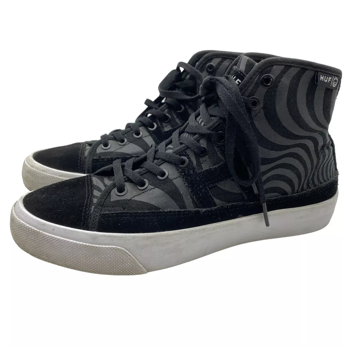 HUF worldwide mens skate high tops size 6 black skateboarding