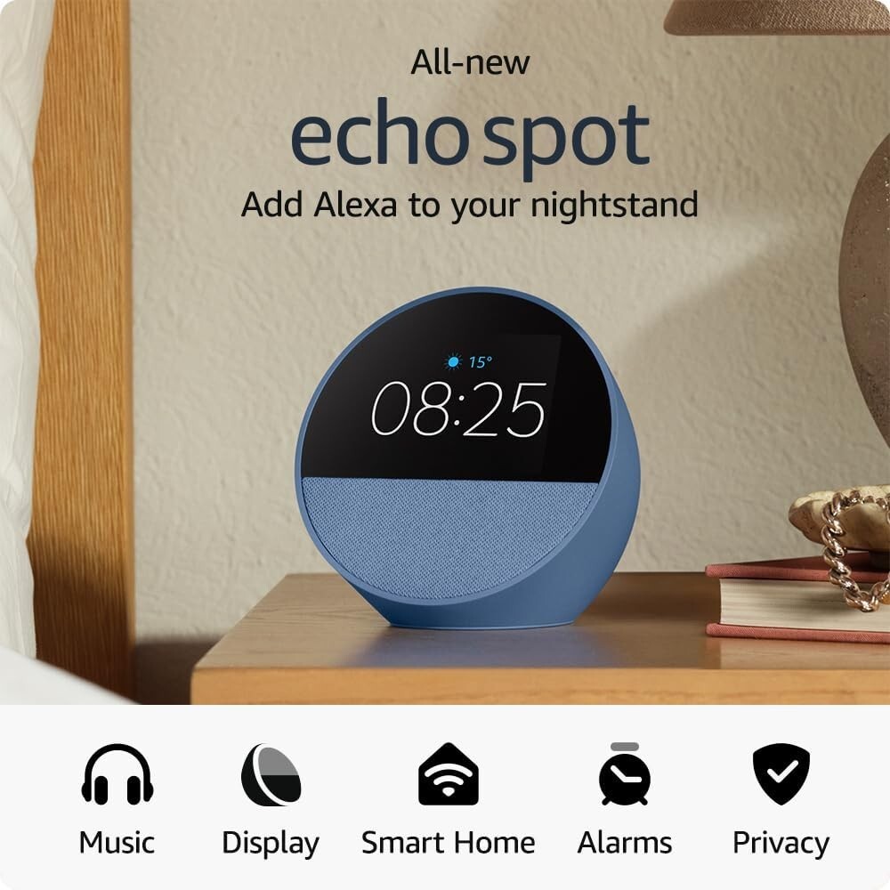 Echo Spot Smart alarm clock with 2.8