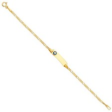 Gold 14K Yellow Gold Baby ID Bracelet w/Evil Eye - 6"