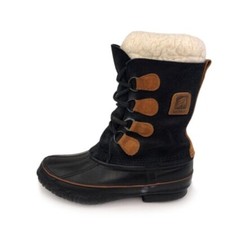 La Crosse Waterproof Winter Boots Womens Size 7 Navy Leather Rubber Insulated