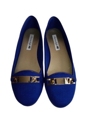 American Eagle Outfitters Womens Clinton Ballet Flats Blue Silver