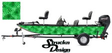 Lime Chameleon Hexagons Camo Boat Wrap Vinyl Graphic Decal Kit Fish Bass Fishing