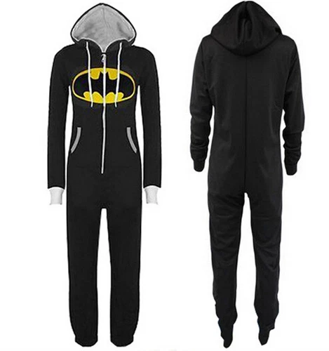 Black Batman Adult Unisex Hooded Jumpsuit 1Onesie- Clothes,Jumpsuits