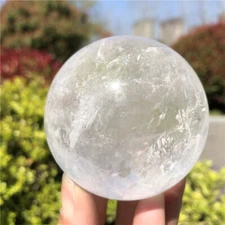 420g Top Natural White Quartz Sphere Carved Crystal Ball Reiki Healing.XQ2561