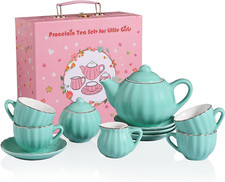 Porcelain Tea Set for Little Girls,Kitchen Toys Tea Party Set for Kids Toddler K