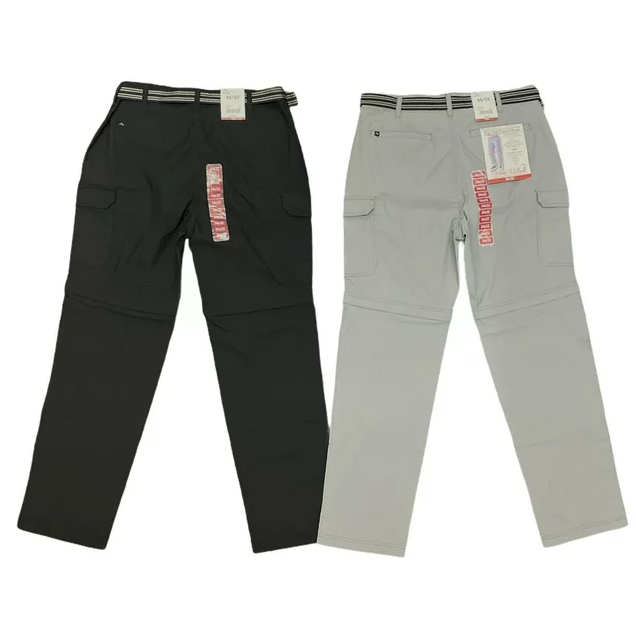 NWT Denali Men's Flex Waist ZipOff Travel Pant Short, Belted Black