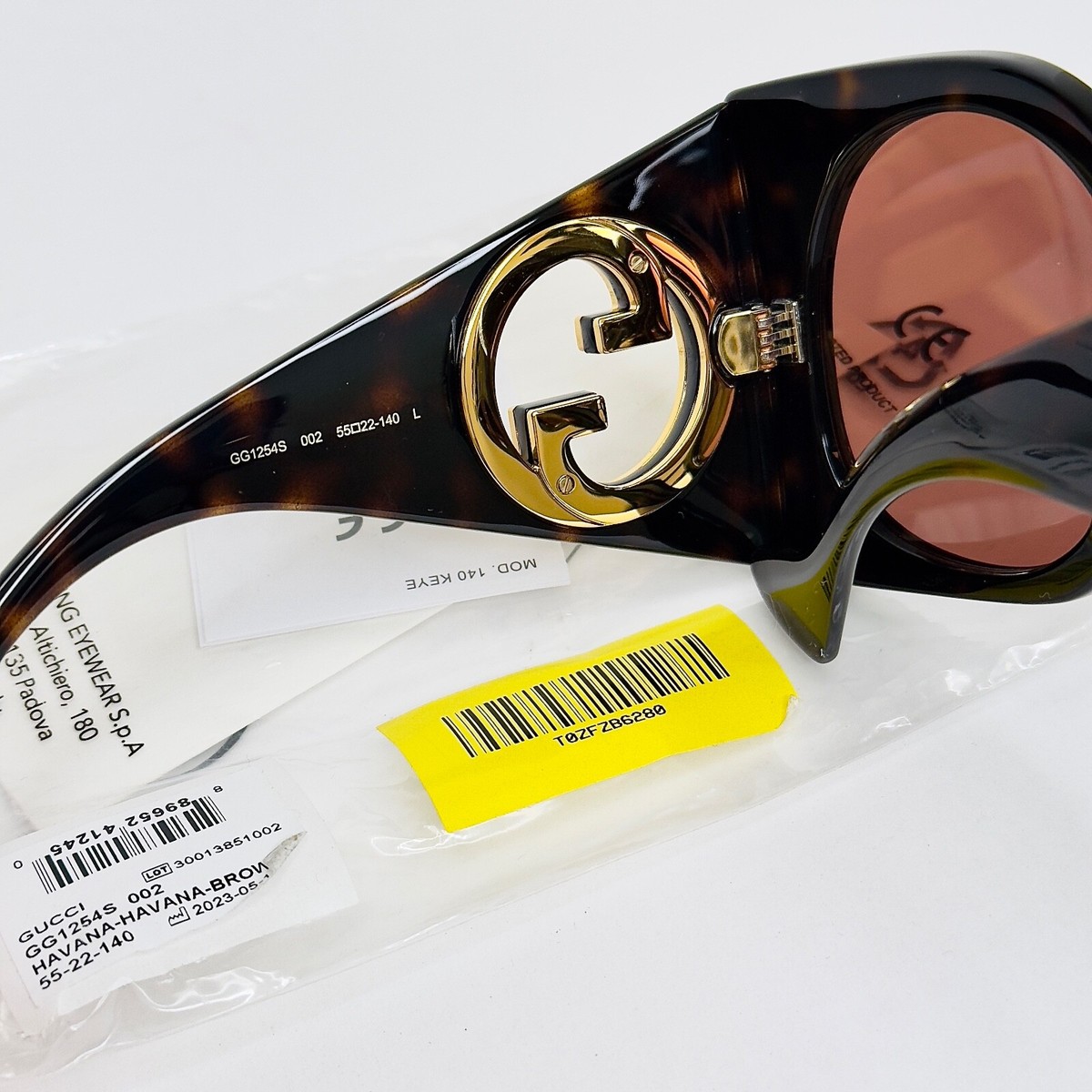 GUCCI 1254 Brown Gold Logo Gg1254S Oversized Mask Flat Unisex