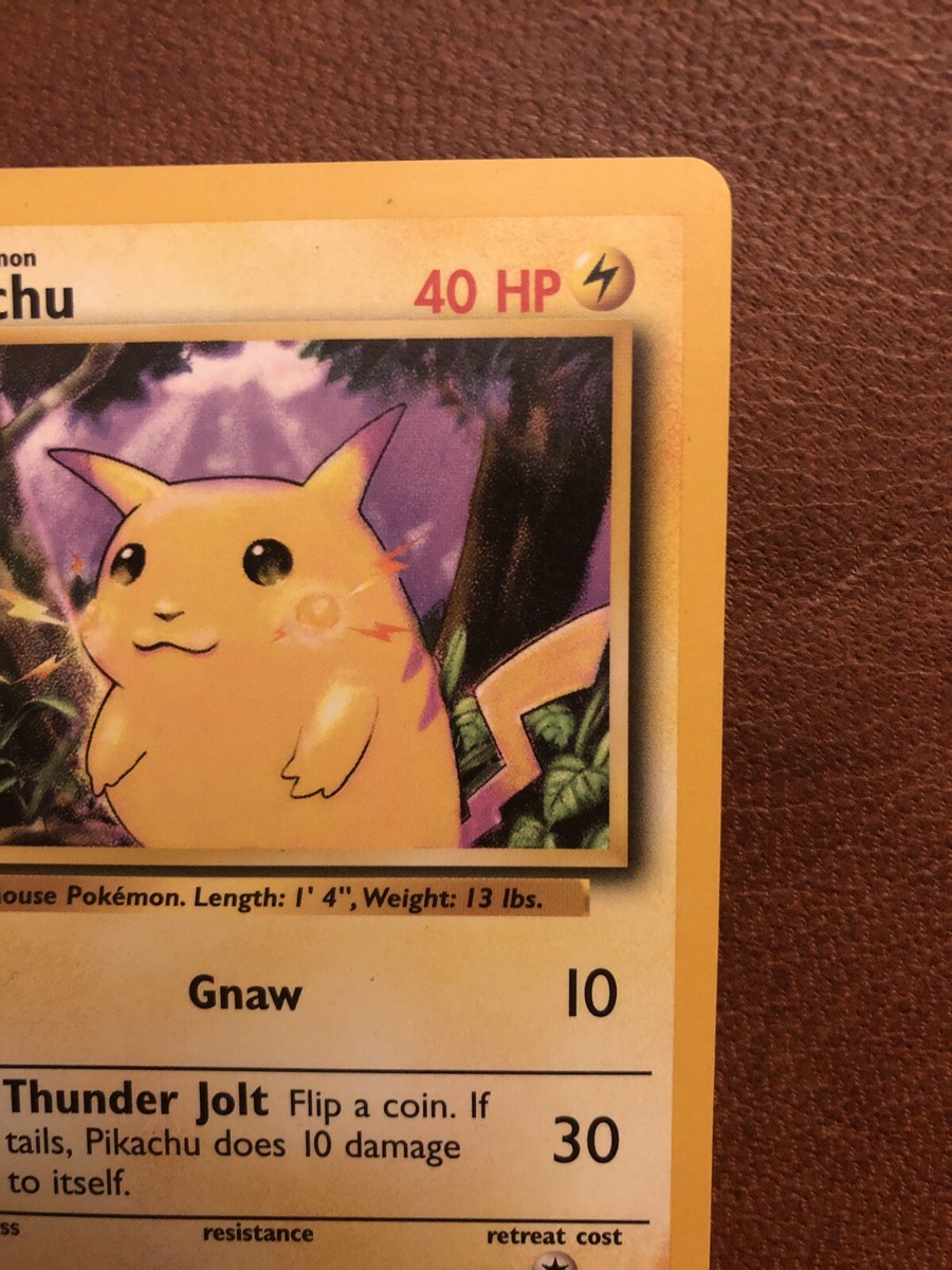 1995 PIKACHU GNAW Pokemon Card 58/102 RARE - 40 HP EXCELLENT