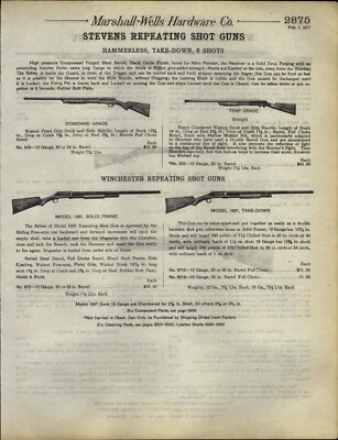 1912-18 PAPER AD 4 PG Stevens Repeating Shot Gun Winchester Self Loading Trap 