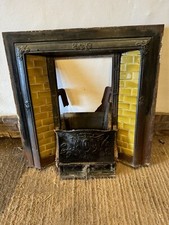 Late Victorian Cast iron Tiled Insert With Ornate Hood For Restoration Repair