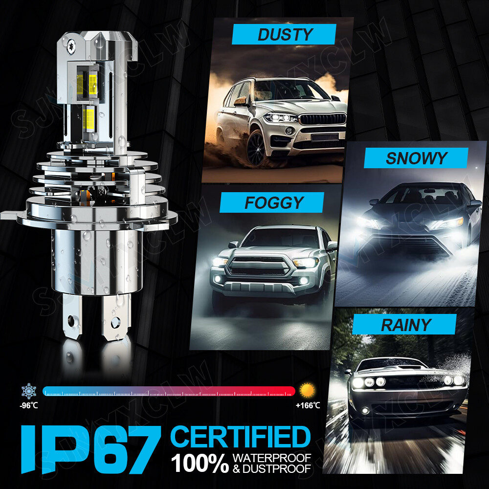 H4 HS1 PX43t-38 LED Headlight Bulbs for ATV UTV 20000LM White CSP