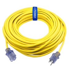 CP 100ft 12/3 SJTW Yellow Outdoor Extension Cord w/Power Indicator Light,CP10149