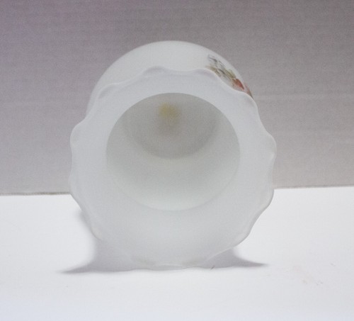 Vase 6.5" Viking Frosted Satin Glass Floral Design Ruffle Top Rim Vintage - Picture 5 of 7