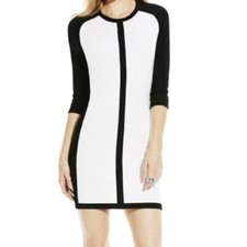 VINCE CAMUTO Black & White Colorblock Sweater Work/Office Dress (MED) NWT $169