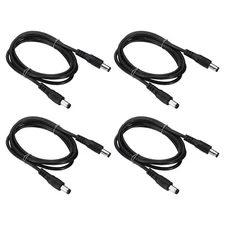 4 Pcs 3Ft Male to Male Plug 5.5 x 2.1mm DC Power Extension Cord Cable, Black