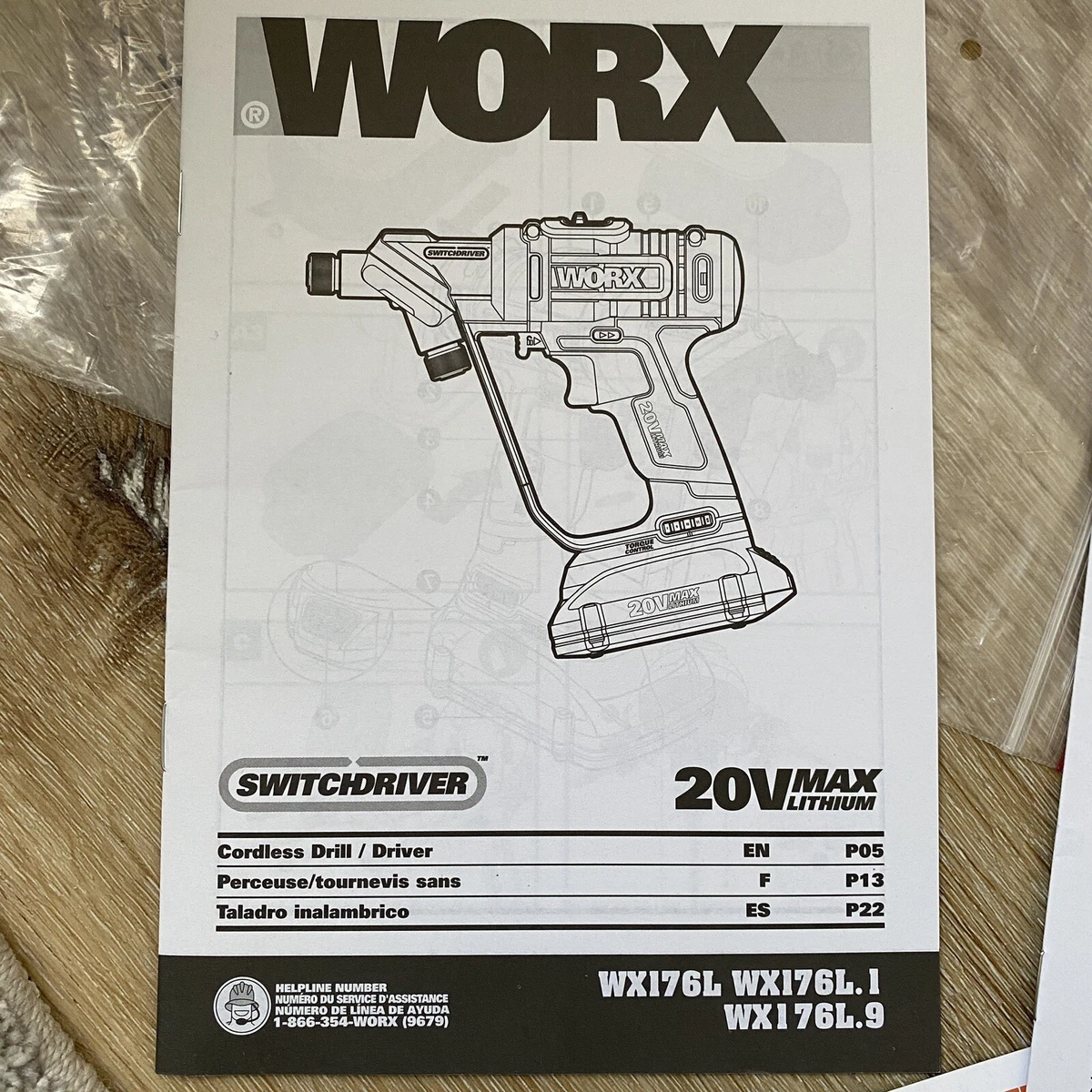 WORX Switchdriver Owners Manual WX176L Cordless Drill Driver