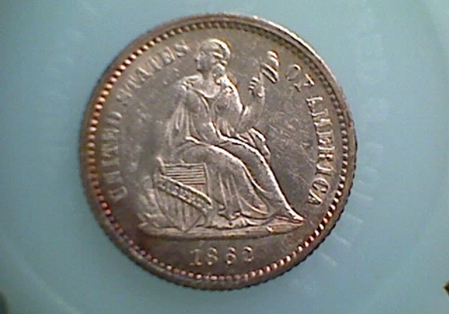 1862 seated liberty half dime , AU/ BU