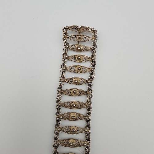 Vintage Silver Tone Filagree Link Boho Hippie Artisan Handcrafted Bracelet 7" - Picture 5 of 20