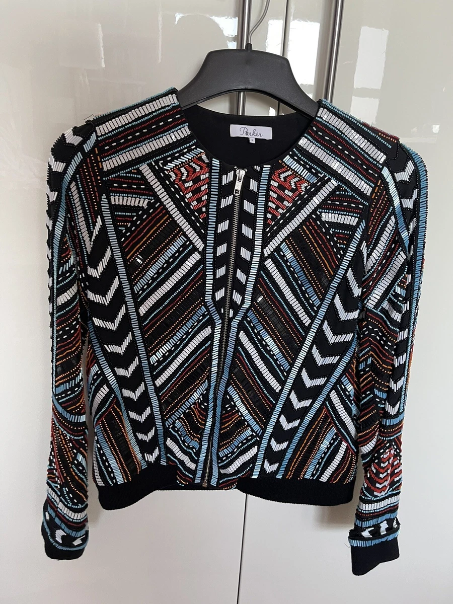 Parker Women's Beaded Embellished Bomber Jacket - Size Small