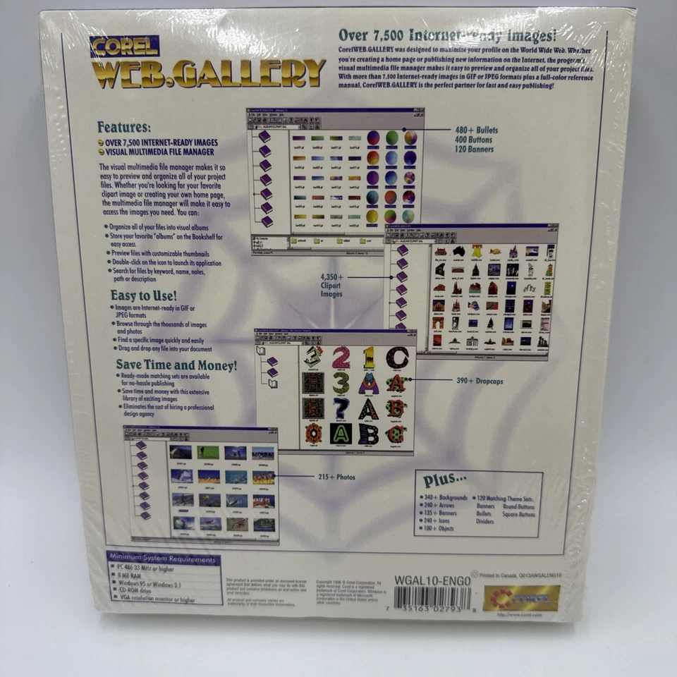 Vintage Corel Web. Gallery Suite PC CD-ROM Derive Web Design/ New Sealed - Image 3 of 4