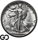 1938-D Walking Liberty Half Dollar, Tough This Nice, Choice AU++/Unc Better Date