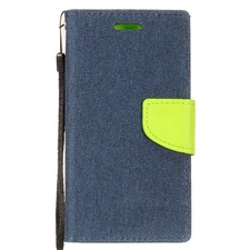 GSA Denim Flip Wallet Case for Motorola Moto G7 Play, XT1952 Blue/Green