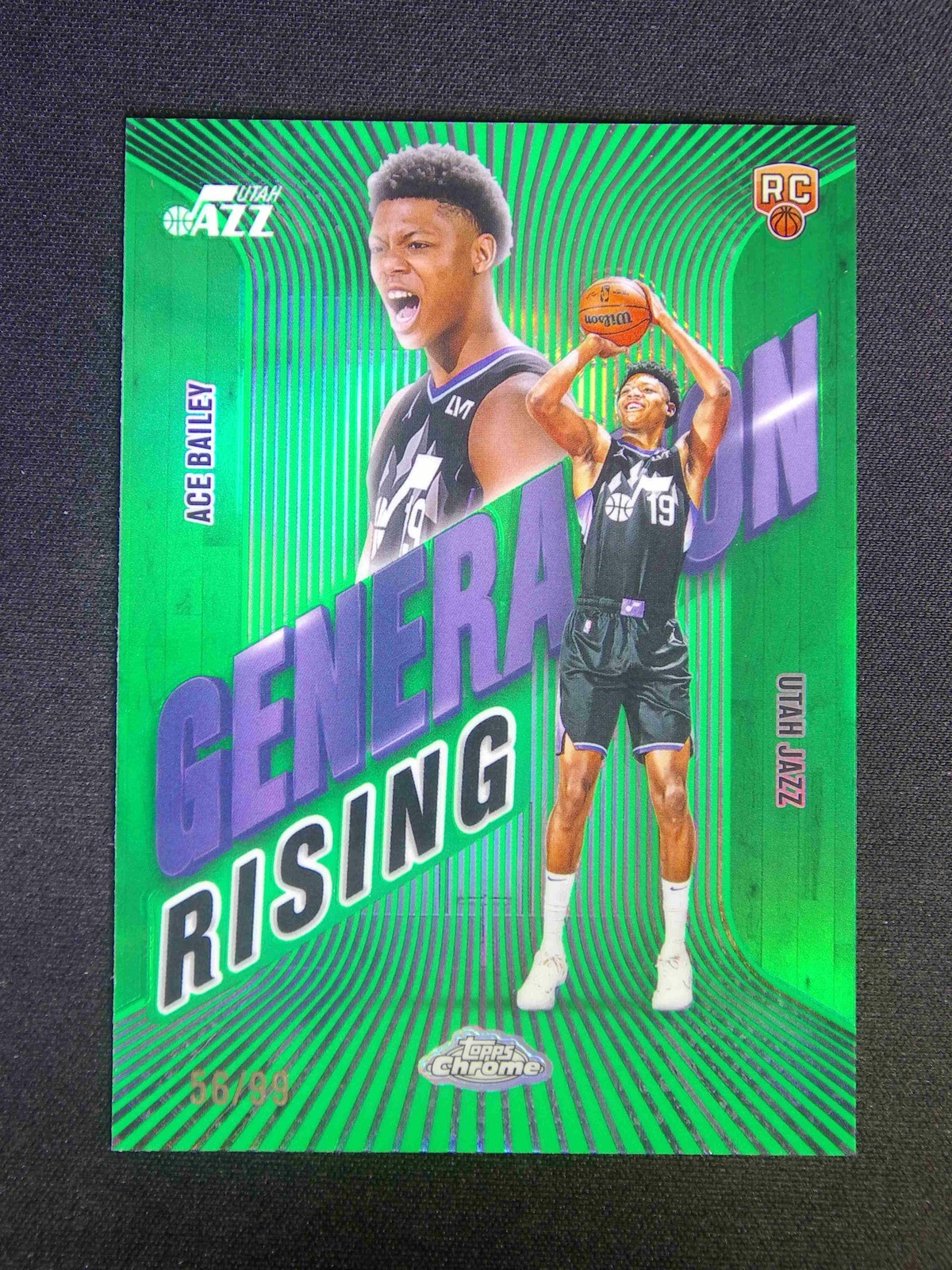 2025-26 Topps Chrome Ace Bailey RC Rookie Generation Rising Green Refractor /99