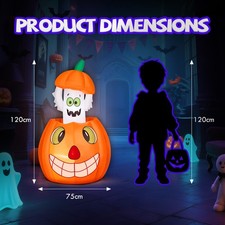 2.8 FT Halloween Inflatable Animated Pumpkin Ghost In/Outdoor Holiday Decoration