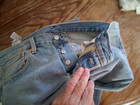 MENS LEVI'S 501 DISTRESSED HIPPIE LOVE PEACE GROOVY GRAPHIC DENIM JEANS SZ 34X32 — photo 5