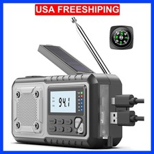 Emergency Crank Weather Radio, 5000mAh Solar Hand Crank Portable NOAA AM FM B...