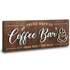 Vintage Coffee Bar Wall Signs for Kitchen Decor and Cafe Station Accessories