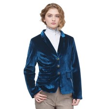 Women Retro Blazer Jacket V-Neck Work Office Suit Slim Fit Slit Blazer Coat