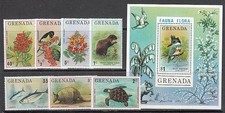 Grenada - Mail 1976 Yvert 646/52+H.48 ** MNH Fauna And Flowers